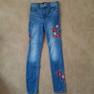 Express Size 0, 25 Regular Floral Embroidered Jean